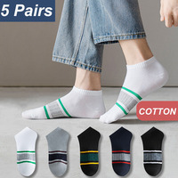 5 Pairs Summer Men Breathable Invisible Socks High Quality Thin Sweat-Absorbing Odor-proof Comfortable Stripes And Ankle Socks