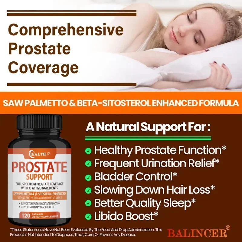 Premium Saw Palmetto Supplement with Antioxidant Vitamins for Prostate Support Urinary