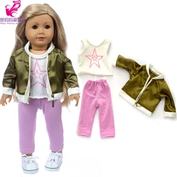 Conjunto de ropa para muñeca de niña de 18 pulgadas, conjunto de ropa para muñeca a la moda, vestido de abrigo