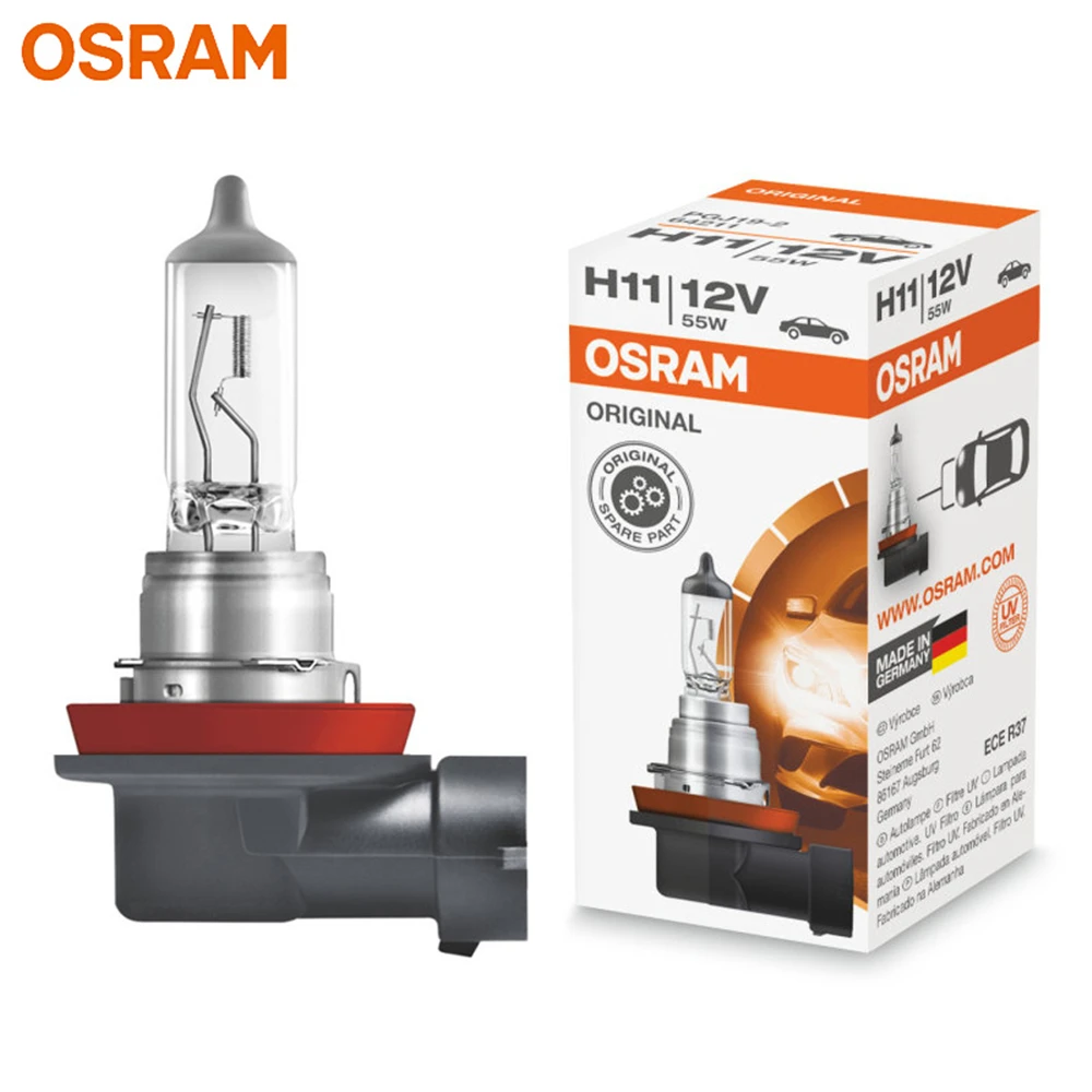 OSRAM Original H11 64211 PGJ19-2 Car Halogen Headlight 12V 55W 3200K 1350lm Auto Bulb  Standard Lamp OEM Made In Germany