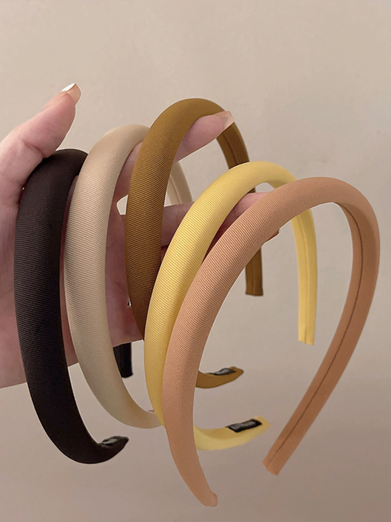 5 قطع من ربطة شعر رفيعة بلون الحلوى للسيدات للخريف مزخرفة جديدة بلون سادة وحفلات يومية بسيطة