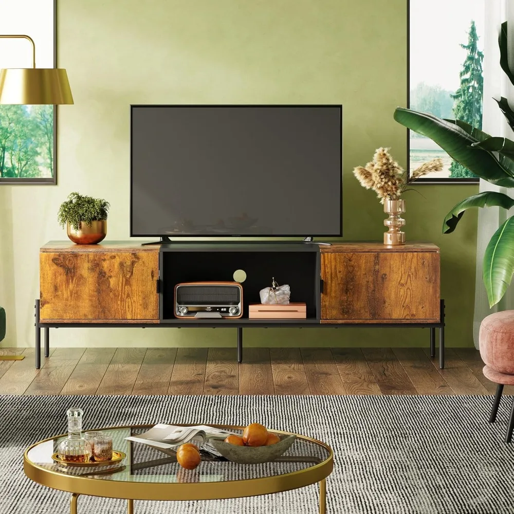 

Modern TV Stand for 65 Inch TV, Mid Century Entainment Center with Storage, TV Console with Open Shelf and 2 Cabinets