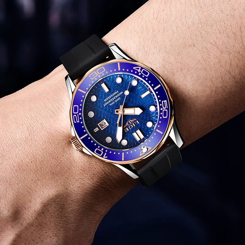 LIGE Men Watch Fashion 360° Rotating Bezel Design Quartz Wristwatches For Men Silicone Sport Waterproof Watch Men Montre Homme