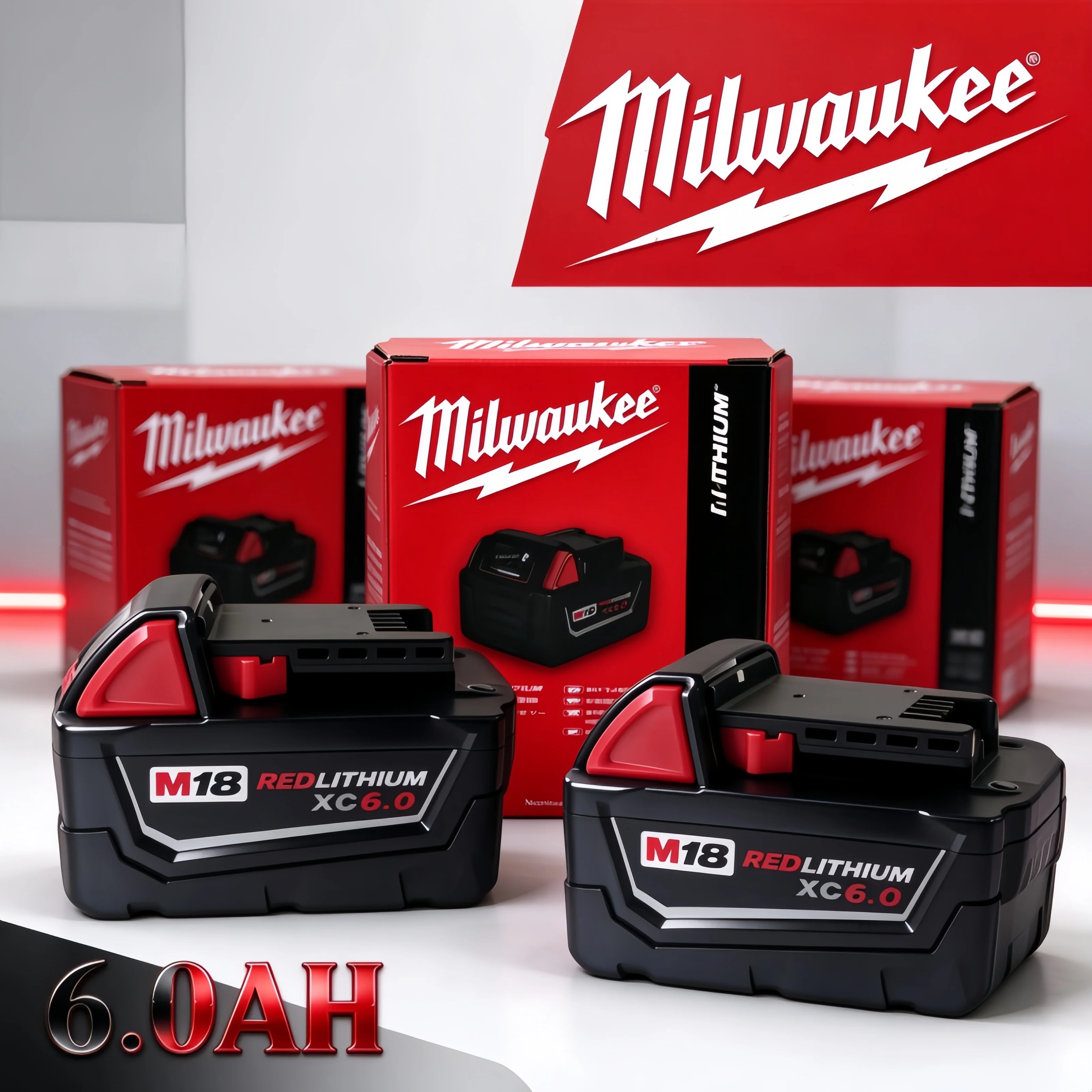 100% New Milwaukee M18 6.0Ah High Output 18V Li-ion Battery Short Circuit Protection for M18 Cordless Power Tools