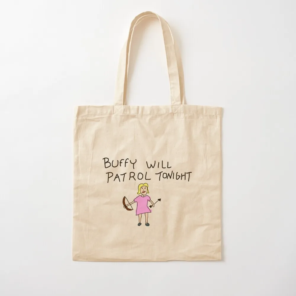 

Buffy Will Patrol Tonight Colour Tote Bag Eco bag Portable shopping bag Shopper Canvas Tote