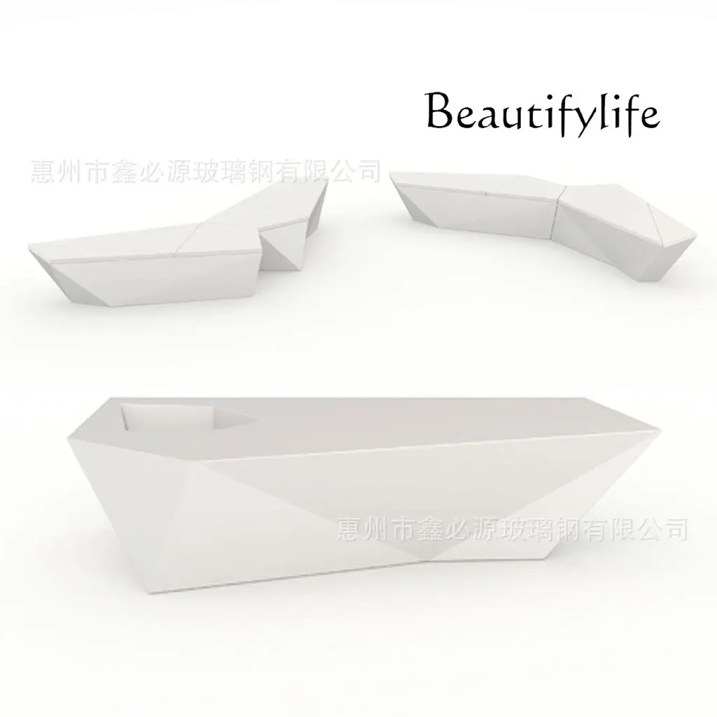 Shopping mall leisure seat public area rest chair rhombus cut flower pot sitting stool outdoor creativity