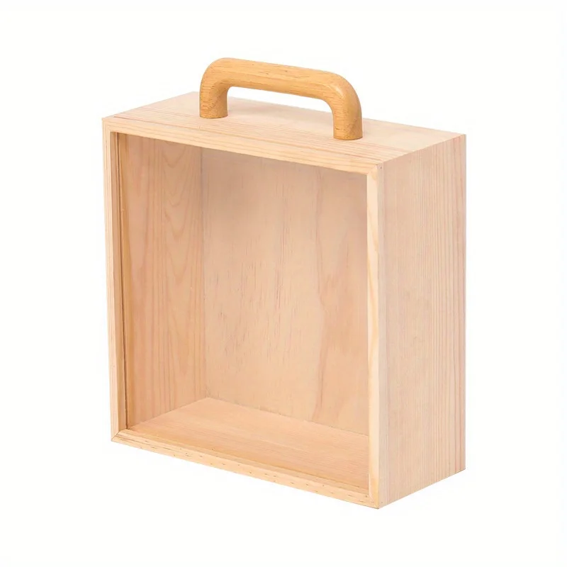 Leere Holzbox mit Griff und Schiebedeckel für Schmuck, Bastelbedarf, Aufbewahrungsbox, Dekoration, Hochzeit, DIY-Geschenkbox
