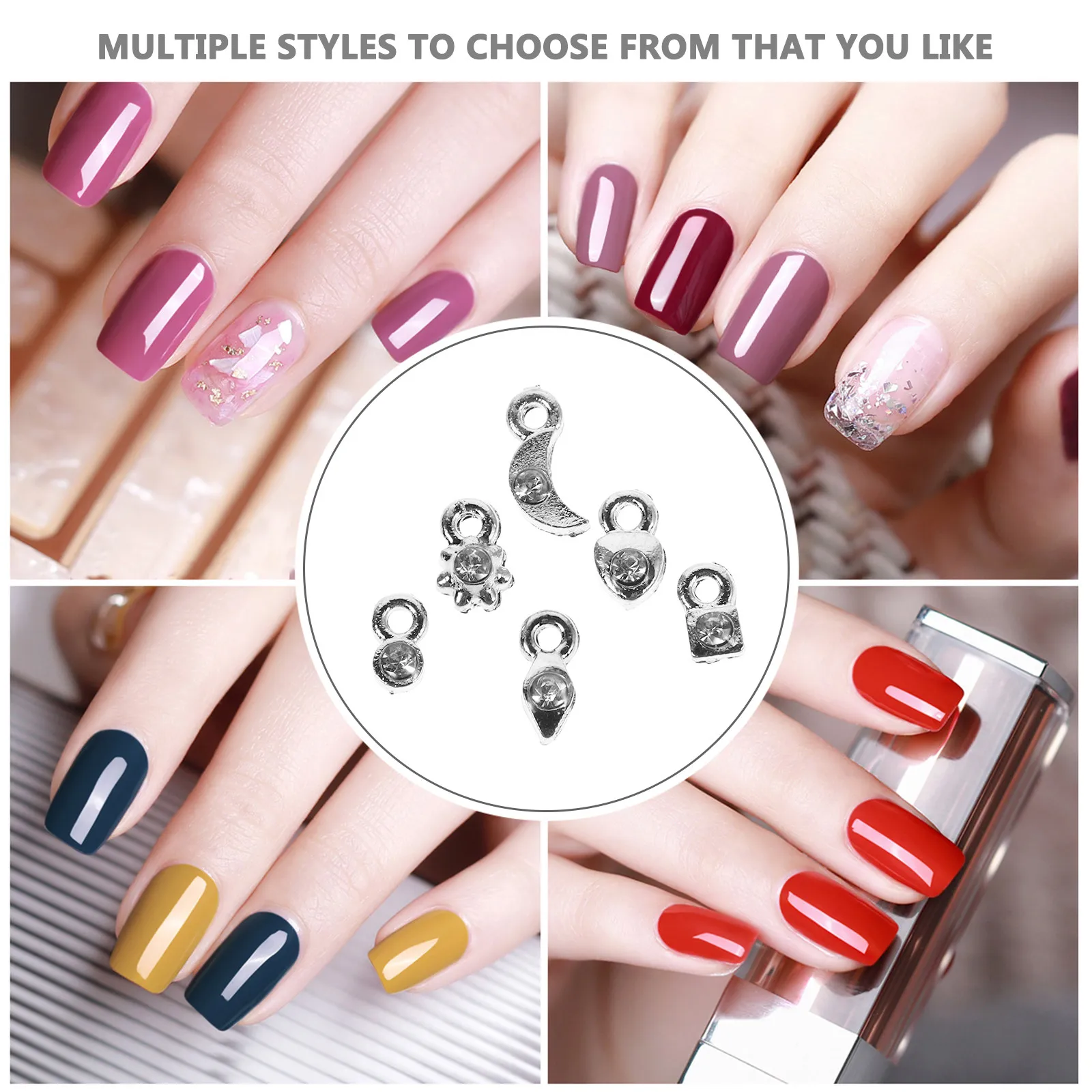 2Sets Nail Art Decoration DIY Nail Jewelry with Piercing Tool Creative Dangle Charm for Manicure Salon and Personal Use