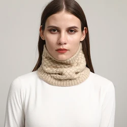 Fashion Winter Knitted Ring Scarf For Women Plain Color Neck Cotton Thickened Collar Scarves Outdoor Keep Warm Ladies Collar