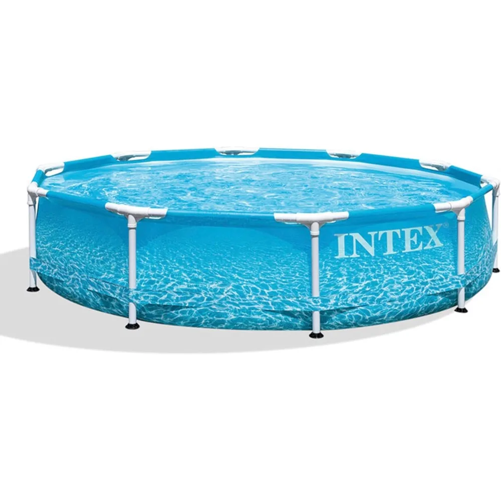 INTEX 28207EH marco de Metal para piscina sobre el suelo, juego de 10 pies x 30 pulgadas, incluye bomba de filtro de cartucho de 330 GPH