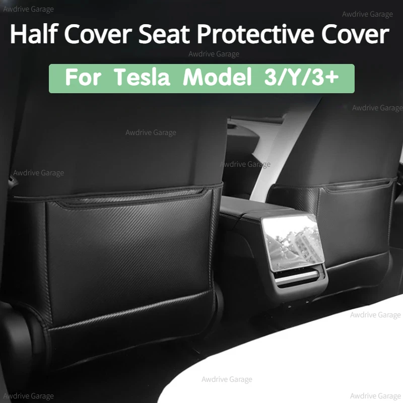 

For Tesla Model 3 Y 3+ Highland 2024 Seat Backrest Anti Kick Pad Microfiber Leather Half Cover Seat Protective Cover Accessories