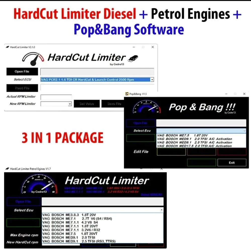 Newest HardCut Limiter Diesel + Petrol Engines + Pop&Bang Software 3 IN 1 PACKAGE