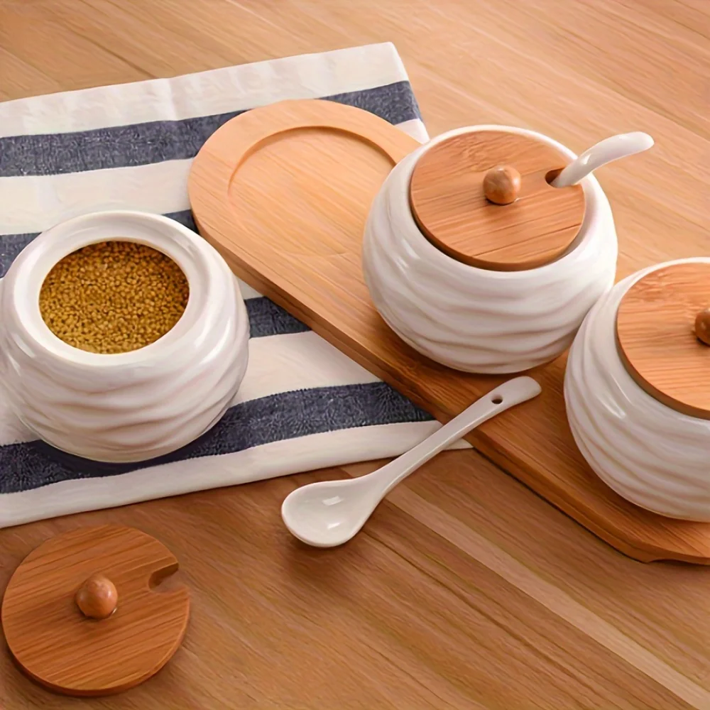 

"Leak-Proof" 2/3-Piece Ceramic Seasoning Jar Set - Spice & Salt Containers for Kitchen Organization