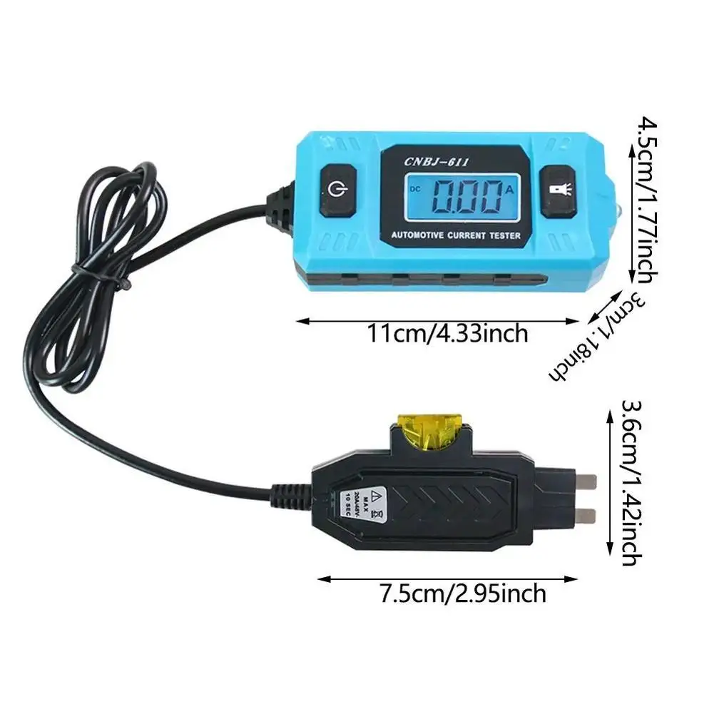 Automotive Circuit Fault Probe Tester, High-Precision Current Tester, Car Relay Fuse Checker, With LED Light & LCD Screen