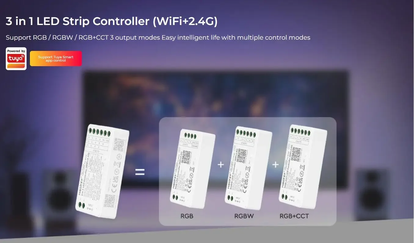 MiBOXER WiFi+2.4G LED Contoller 2in1/5in1 HW2/HW5/PW2/FUT035W/WL5 Remote FUT007/092 for CCT Single Color RGB RGBW RGB+CCT Strip