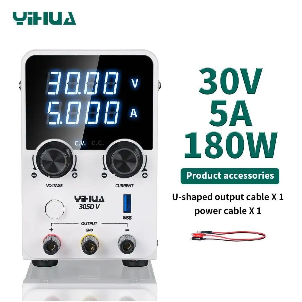 

YIHUA DC Power Supply Adjustable Digit Display Laboratory Power Supplies Voltage Regulator 305D-V 180W 30V 5A Repair Tools
