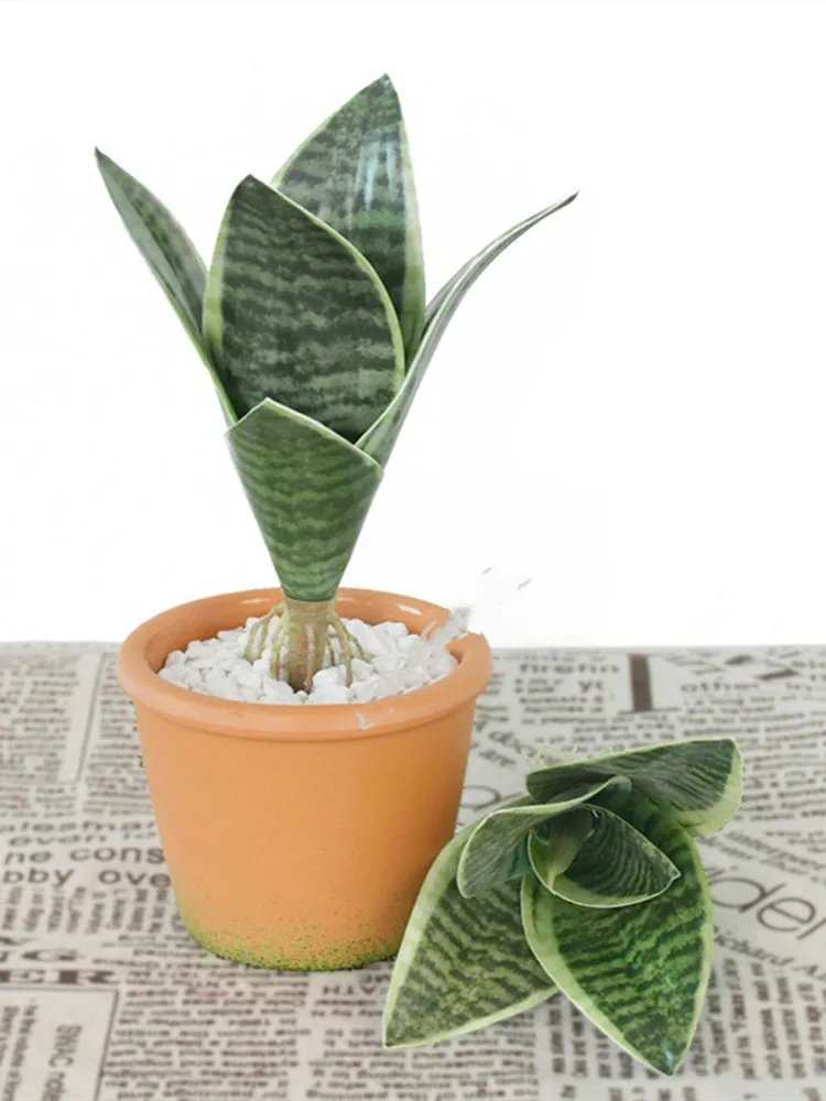 23cm 1pc Artificial Realistic Succulent Plants Indoor Tiger Fur Potted Tropical Fake Leaf Office Hotel BonsaiBalcony Home Decor