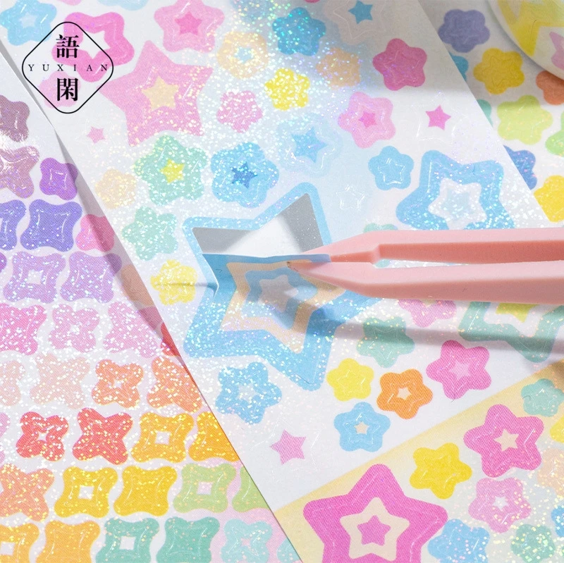 Star Journey gestanzte Klebeband – glitzernde, exquisite dekorative Aufkleberrolle für Journaling, Scrapbooking, Planer und Toploader-Deko