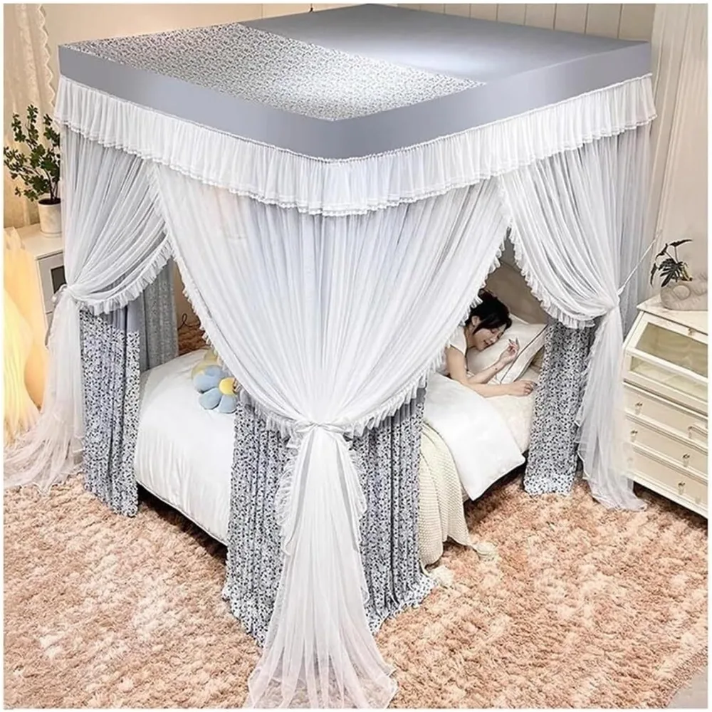 

Canopy Bed Frame,Mosquito Net for Bed,Bed Canopy Mosquito Net for Single Double Bed, Bedroom Decorative Bed Curtains for Year-Ro