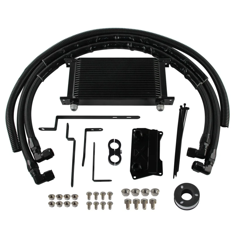 Black/Silver 19 Row AN10 Oil Cooler Filter Adapter Kit For Mercedes BENZ M278 M157 4.7L/5.5L V8 Engine Aluminum