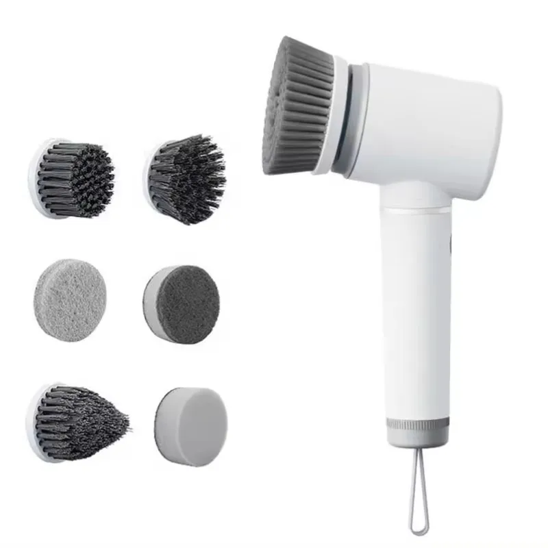 Electric Cleaning Brush Rechargeable with 6 Replaceable Brush Heads for Bathroom Kitchen Oven Dish Floor