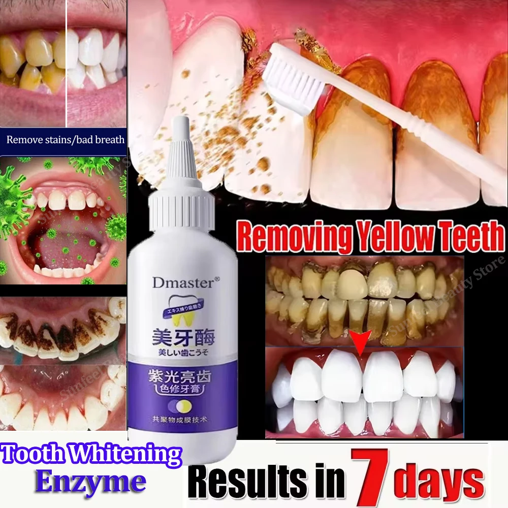 

V34 Teeth Whitening Enzyme Purple Toothpaste Remove Plaque Stains Oral Hygiene Cleaning Fresh Breath Dental Bleaching Tools 50g