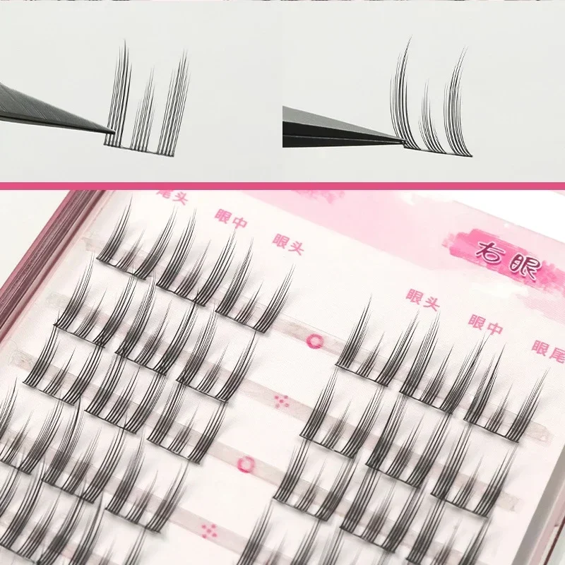 8 Rijen Cat Eye Valse Wimpers Pluizige Natuurlijke Manga Nerts Nepwimpers Handgemaakte Individuele Nepwimpers Make-Up Wimper Extensie