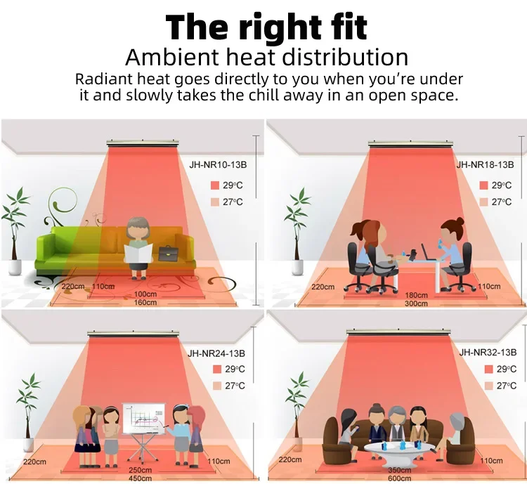 JHheatsup 2400 ワット卸売スマートリモコン遠赤外線放射ウォーマーヒーター電気冬用