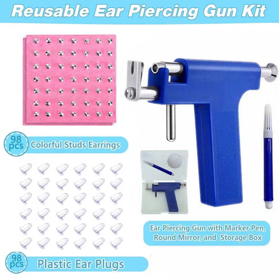 Professional Ear Piercing Gun Kit with 98pcs Stainless Steel Ear Studs-Safety Gun Piercing image 2