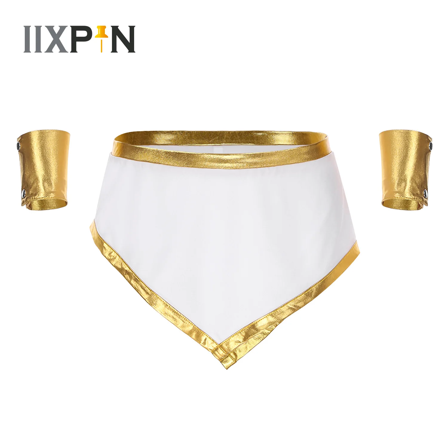 

Ancient Greek God Gladiator Costume Men Roman Toga Caesar Miniskirts with Cuffs Halloween Theme Party Role Outfit Fancy Dress Up