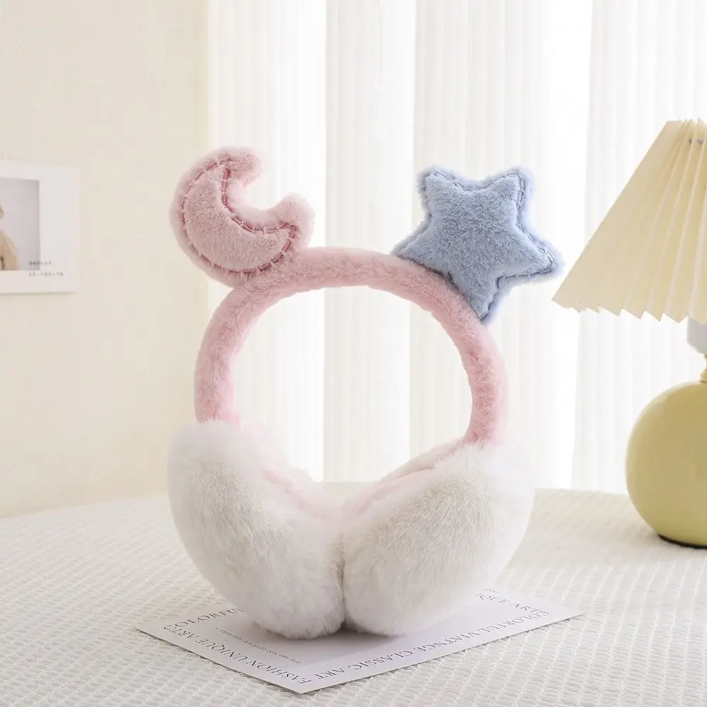 Fashion Soft Plush Folding Earmuffs Furry Star Moon Student Ear Warmers Warm Winter Ear Covers Cycling/Driving/Fishing