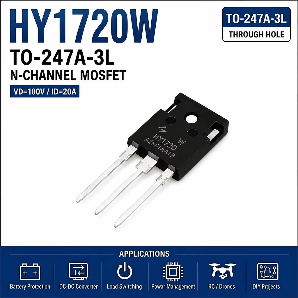 (10 pcs) HY1720W TO-247A-3L (Marking HY1720) - N-Channel MOSFET 200V 64A 27mΩ