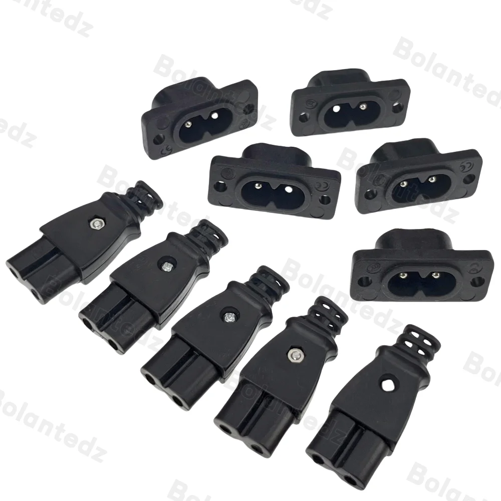 5/10 sztuk C8 męskie gniazdo zasilania C7 wtyk żeński gniazdko elektryczne wbudowane złącze elektryczne złącze 35mm * 15mm AC 2.5A 5A 250v