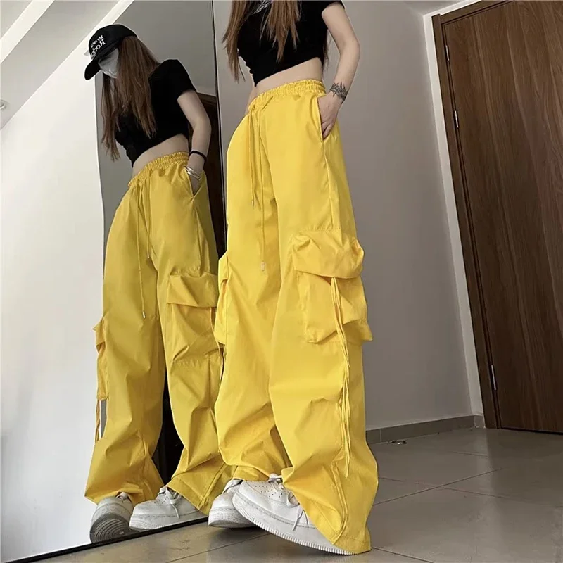 

Cargo Pants American Retro Hip Hop Casual Bf Wide Leg Pants High Waist Big Pockets Loose Harajuku Straight Trousers L113