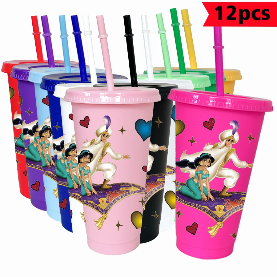 

12pcs/pack Disney search banner magic carpet 26oz multicolor plastic water cup party drinkware birthday/back to school gift