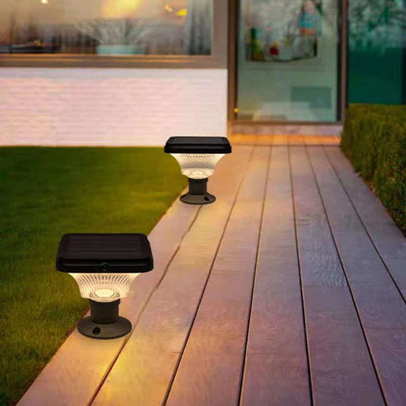 SAMAN Outdoor Solar Post Lamp Modern Creative LED Courtyard Waterproof Column Light for Garden Balcony Villa Porch Decor