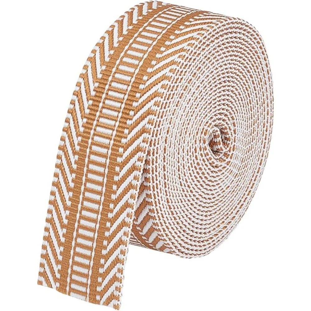 5 Yards Ethnic Polyester Jacquard Striped Ribbon, 1.5 inch Wide Polyester Jacquard Ribbon, Vintage Jacquard Ribbon for Clothing