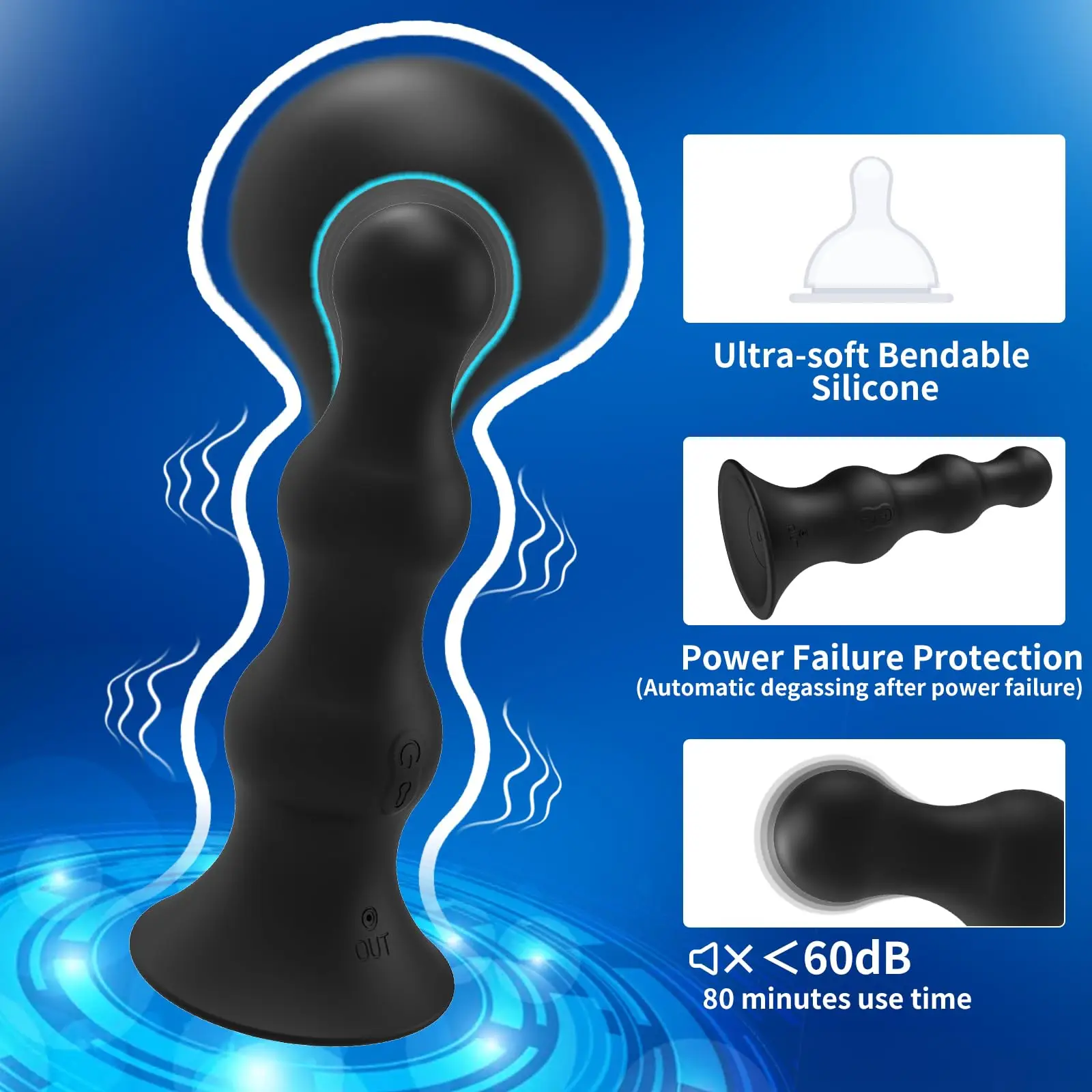 Silicone Anal Vibrator Thrusting Prostate Stimulator Massager Delay Ejaculation Lock Ring Anal Butt Plug Sex Toys Dildos for Men