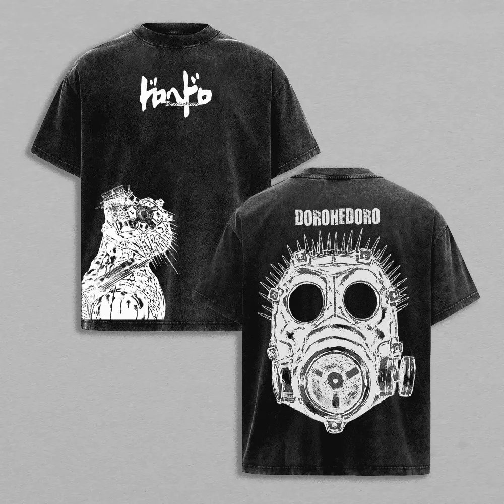 Unisex Dorohedoro Caiman Vintage Washed Oversized T-Shirt Summer Short Sleeve Anime Streetwear Casual Tops,Oversized Baggy Cut