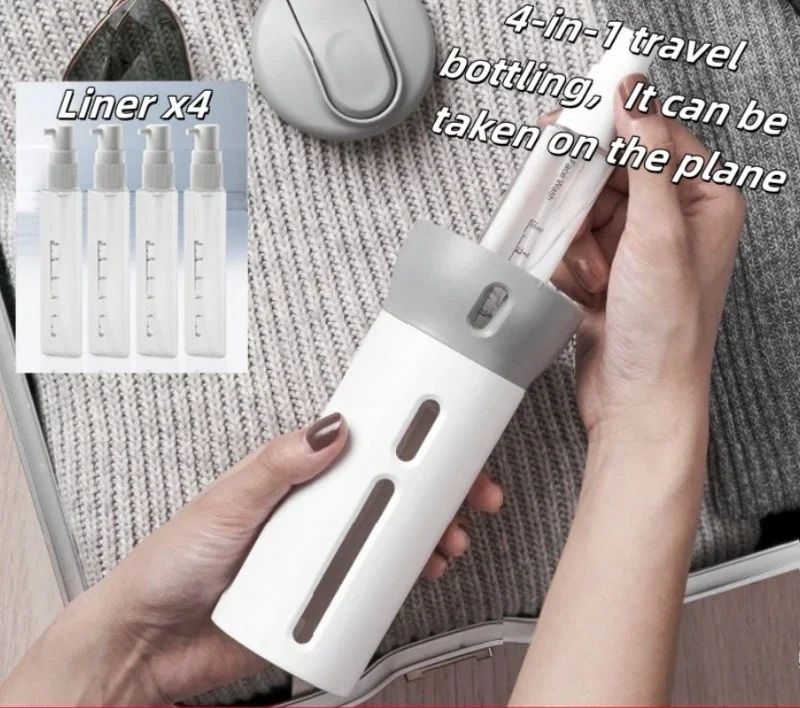 Travel Dispenser Split Bottle Shampoo Lotion Shower Gel Soap Bottle 4 in 1 Empty Sub-bottle Press Container Bottles Refillable