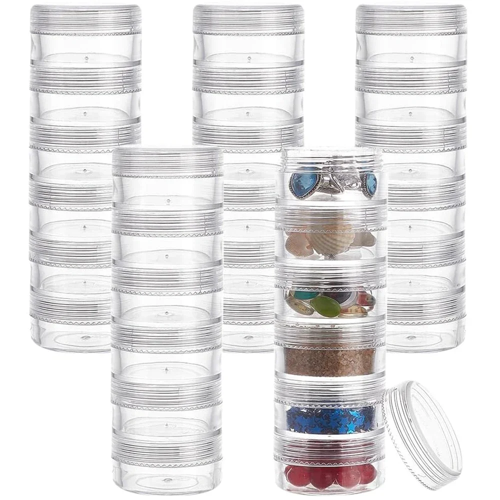 

10Pcs 2.5g Clear Plastic Jewelry Bead Storage Box Small Round Container Jars Make Up Refillable Bottles Cosmetic Portable Box