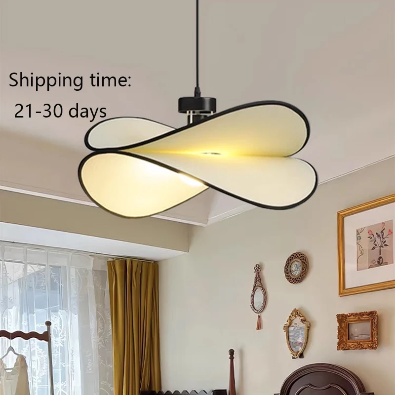 

21-30 days arrival!Retro French-style wabi-sabi fabric lamp LED Ceiling Pendant Light,bedroom,Restaurant Home Decoration,D60cm