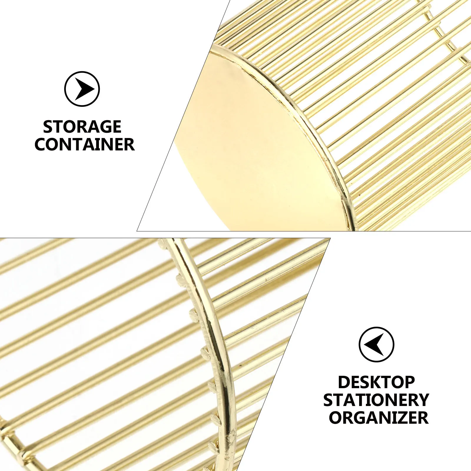 

Iron Art Pen Holder Metal Golden Hollow Design Desktop Stationery Organizer Pencil Pot Makeup Brush Storage Container for Office