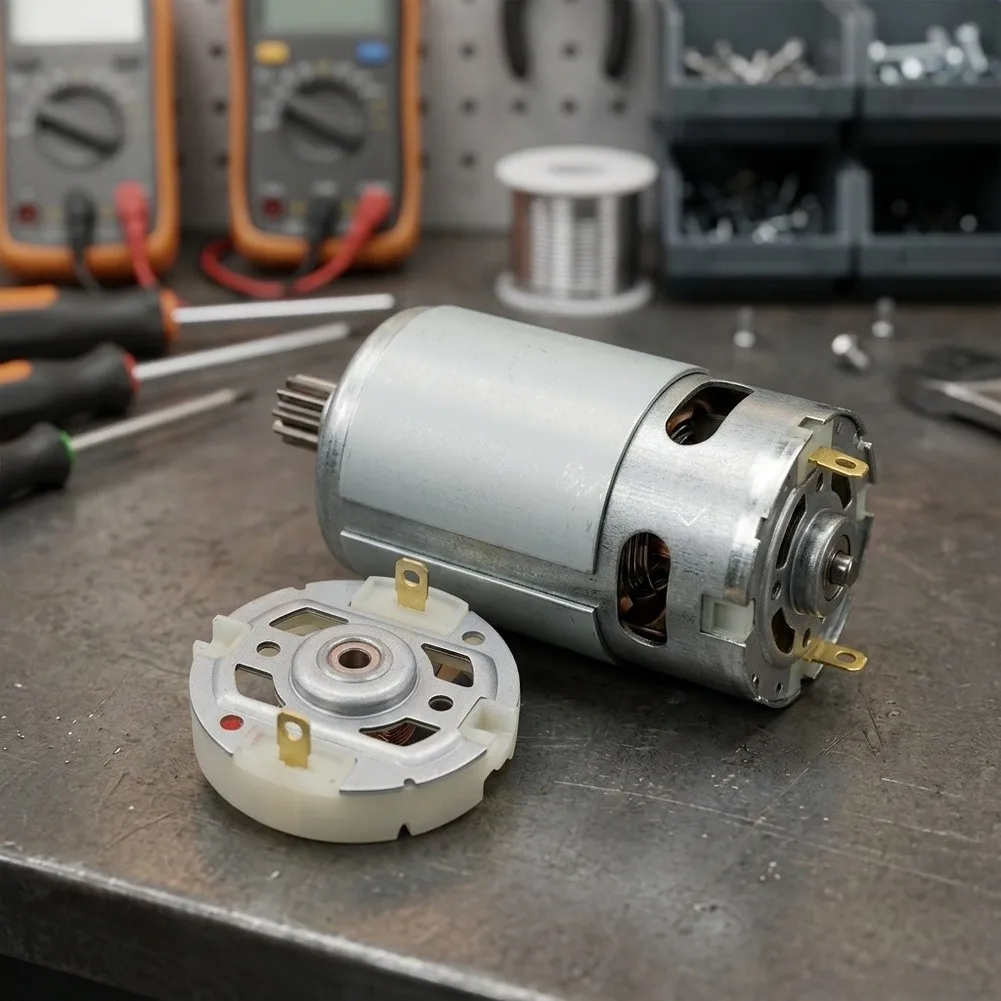 21V 10 Teeth DC Motor With Carbon Brush Holder Set For RS550 Electric Chain Saw Cordless Saw Power Tool Replacement Parts