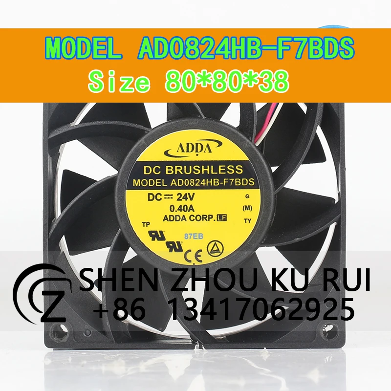Original adda 5v 12v 48v dc 24v 0.40a ac ec 8038 80x80x38mm 8cm regulador de velocidade de 4 fios conversor pwm AD0824HB-F7BDS ventilador de refrigeração