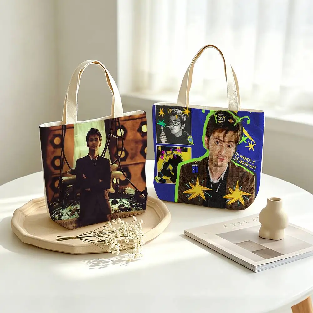 David T-Tennant Tenth Doctor Printed Canvas Tote Bag Shoulder Bag Commuter Mommy Shopping Bag