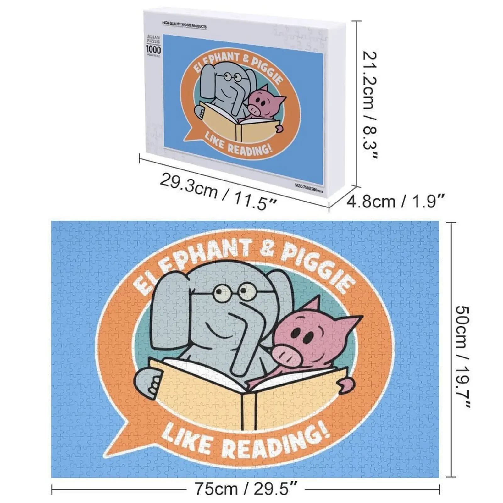 Rompecabezas de elefante y piggie para niños, rompecabezas personalizable de animales de madera, obras de arte de Anime, regalo personalizado