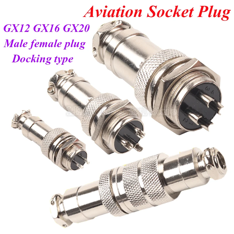 2Set GX12 GX16 GX20 2/3/4/5/6/7/8/9/10/12 Pin Male & Female Circular Aviation Socket Plug Wire Panel Connector