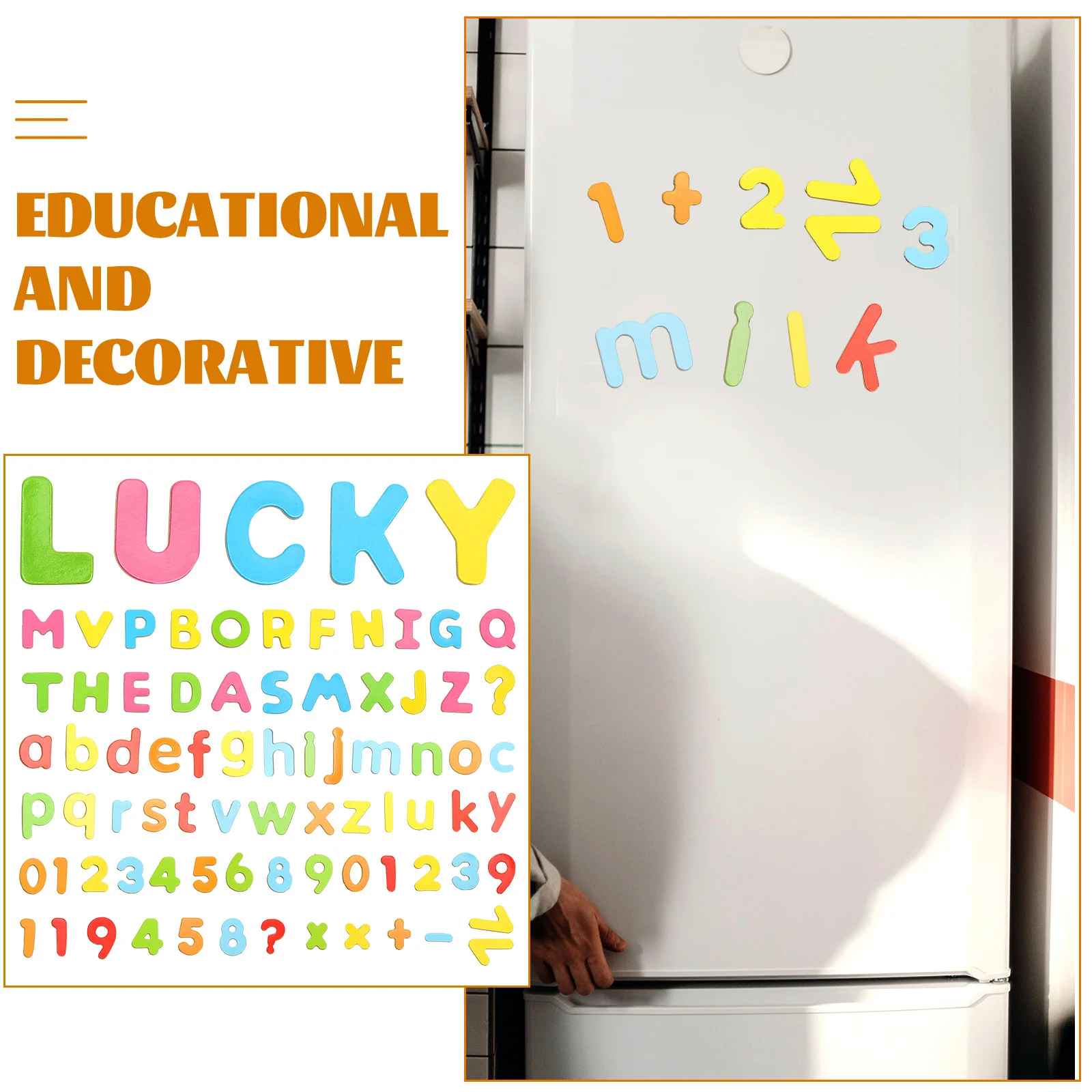 3 مجموعات من الملصقات المغناطيسية للثلاجة، رقم الأبجدية الملونة، ديكور الثلاجة التعليمي الخشبي، الأبجدية المعرفية