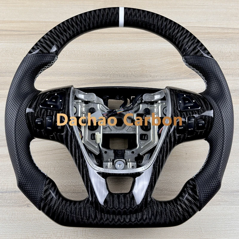 Real Glossy Black Carbon Fiber Steering Wheel For FORD EXPLORER 2011 2012 2013 2014 Perforated Leather No Paddles Custom Style